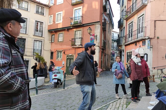 Alfama Tour in Lisbon Old Town - The History of Lisbon mural (Nuno Saraiva): modern art in old space